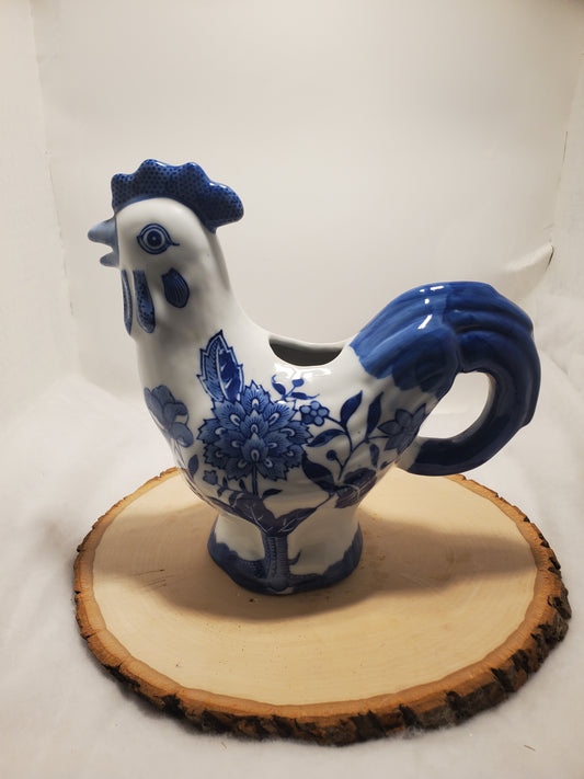 Blue and White Floral Vintage Formalities Rooster Creamer/Pitcher by Baum Bros